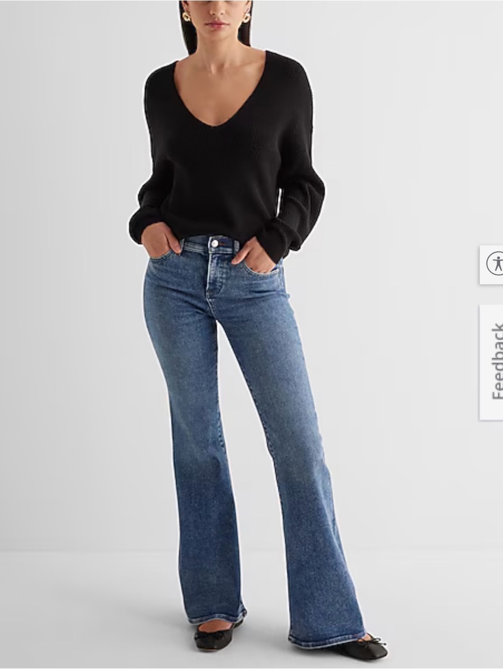 Express mid rise 70’s flare jeans